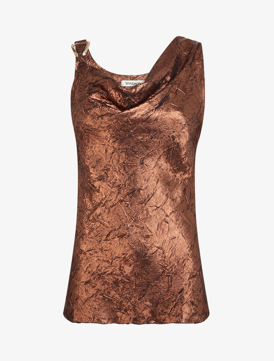 Top droit irisé à col bénitier - Rouille - 1