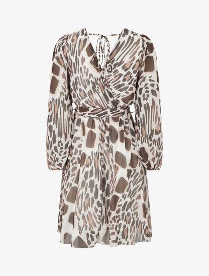 Robe à dos nu V imprimé fantaisie - Marron - 2