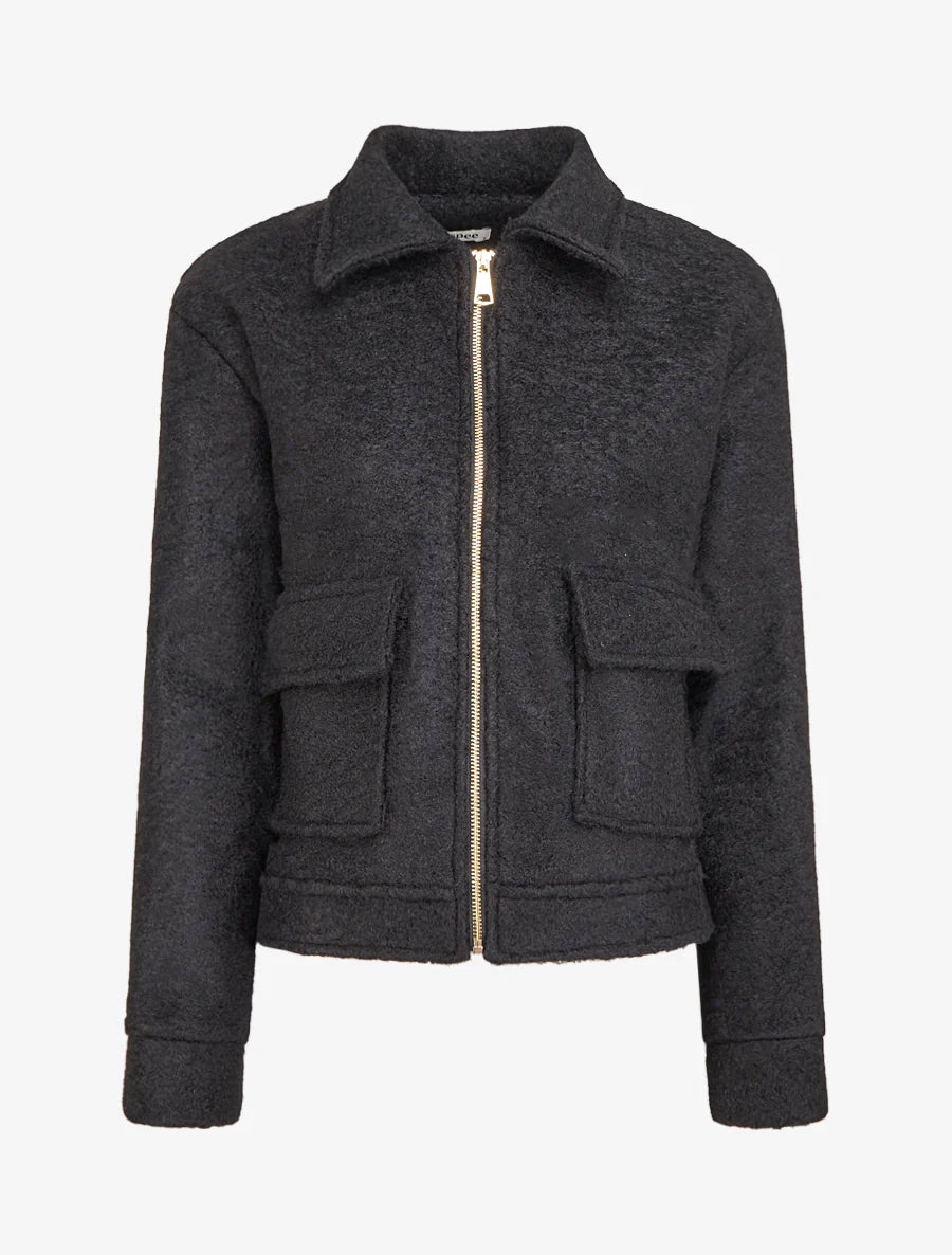 Cappotto corto con tasche a pattina - Nero