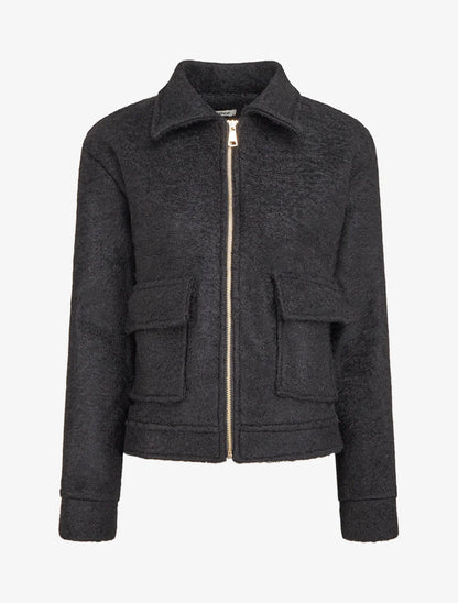 Cappotto corto con tasche a pattina - Nero