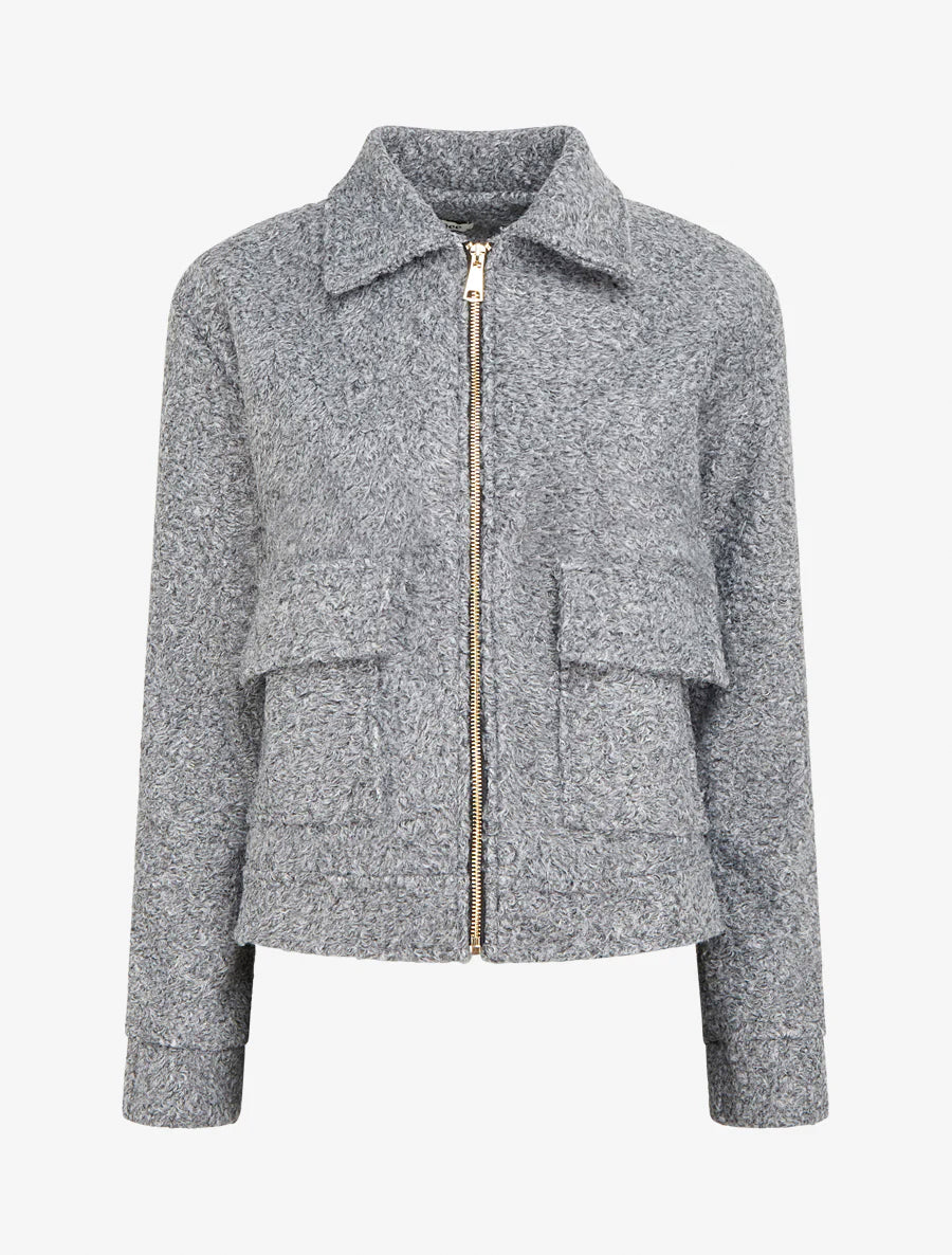 Cappotto corto con tasche a pattina - Grigio