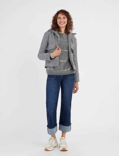 Cappotto corto con tasche a pattina - Grigio