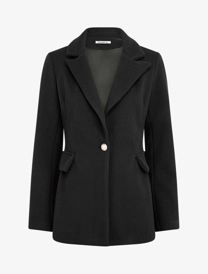 Manteau court à poches décoratives - Noir - 1