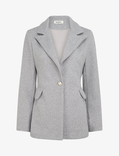 Manteau court à poches décoratives - Gris - 1