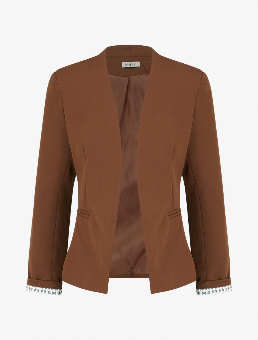 Giacca dritta con spalline - Marrone
