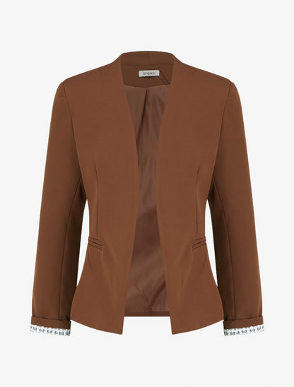 Giacca dritta con spalline - Marrone