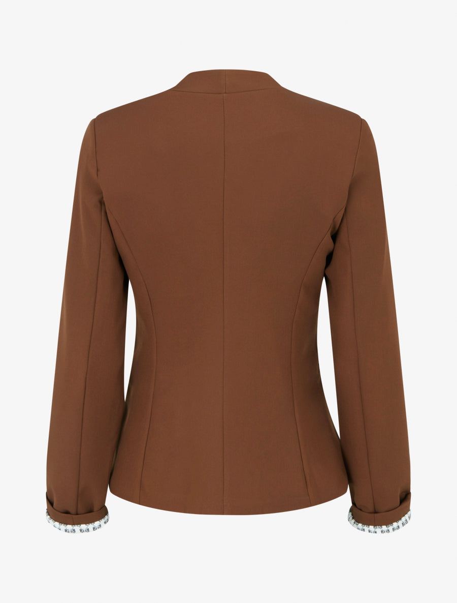 Giacca dritta con spalline - Marrone