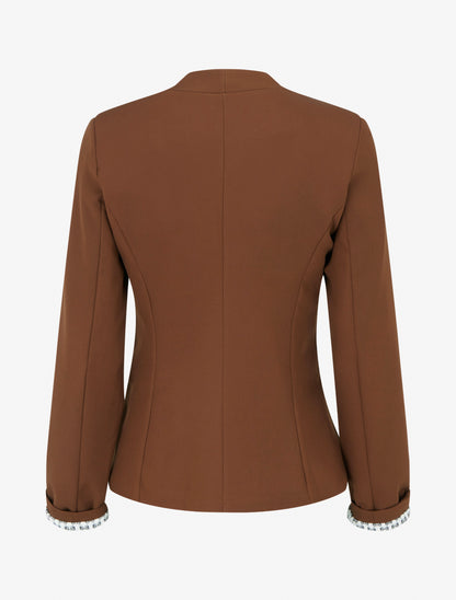Giacca dritta con spalline - Marrone