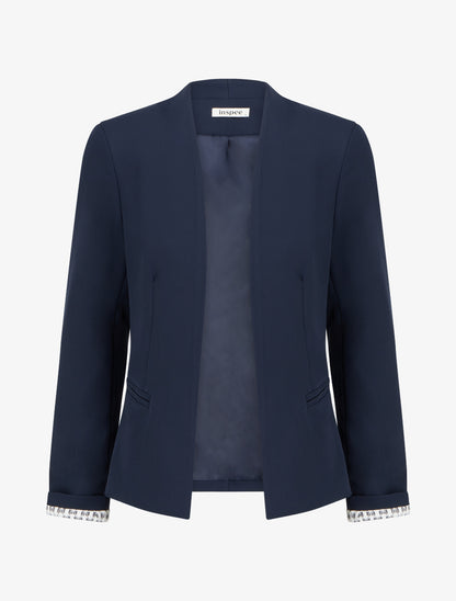 Veste droite à épaulettes - Marine - 1