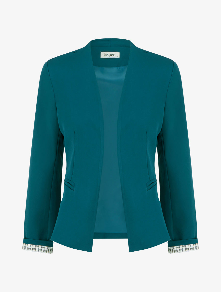 Veste droite à épaulettes - Bleu canard - 1