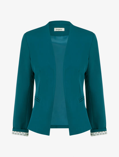 Veste droite à épaulettes - Bleu canard - 1