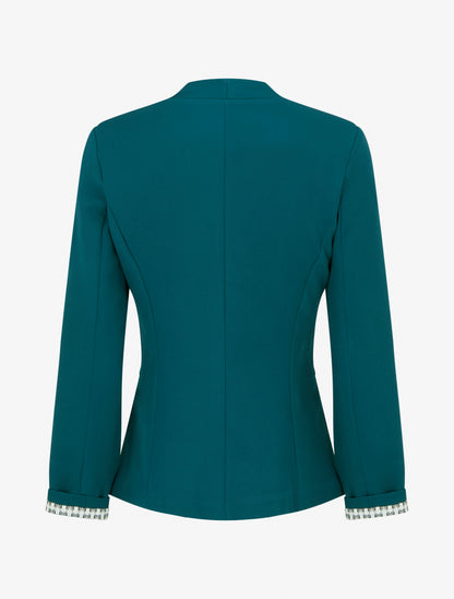 Veste droite à épaulettes - Bleu canard - 2