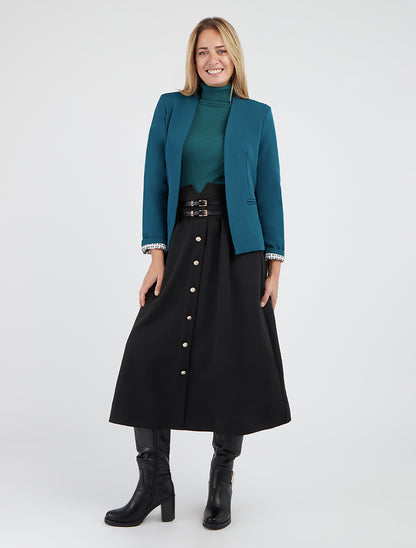 Giacca dritta con spalline - Blu petrolio