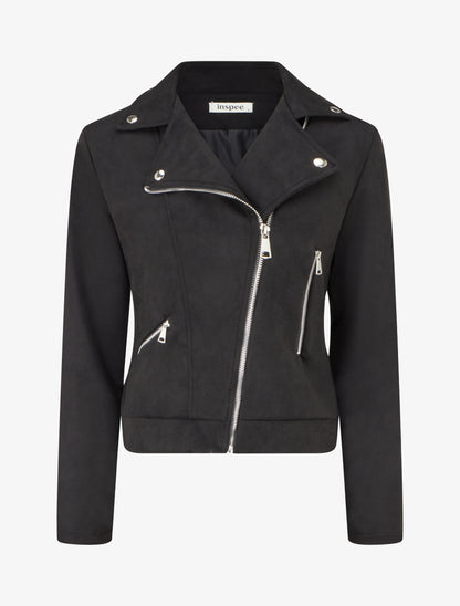 Veste en suédine style perfecto - Noir - 1