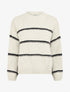 Pull en maille à motif rayures - Crème/noir - 1