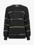 Pull uni à raures irisées - Noir - 1
