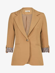 Veste cintrée à rabat léopard - Beige foncé - 4
