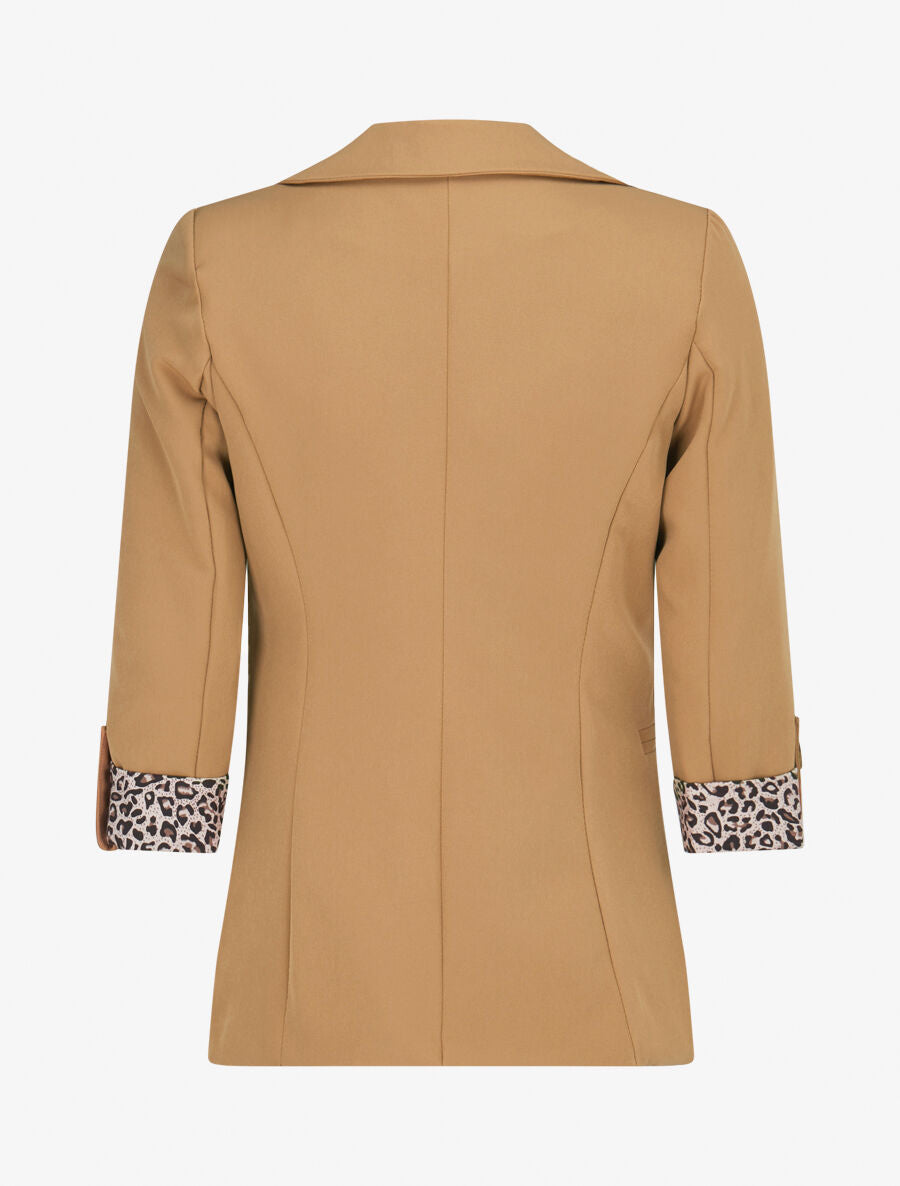 Veste cintrée à rabat léopard - Beige foncé - 2