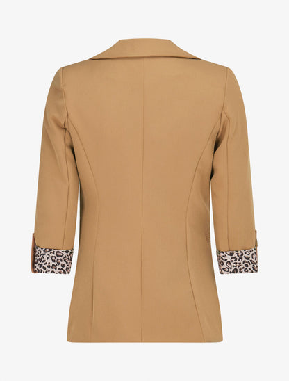 Veste cintrée à rabat léopard - Beige foncé - 2