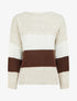 Pull rayé à col rond - Beige - 1
