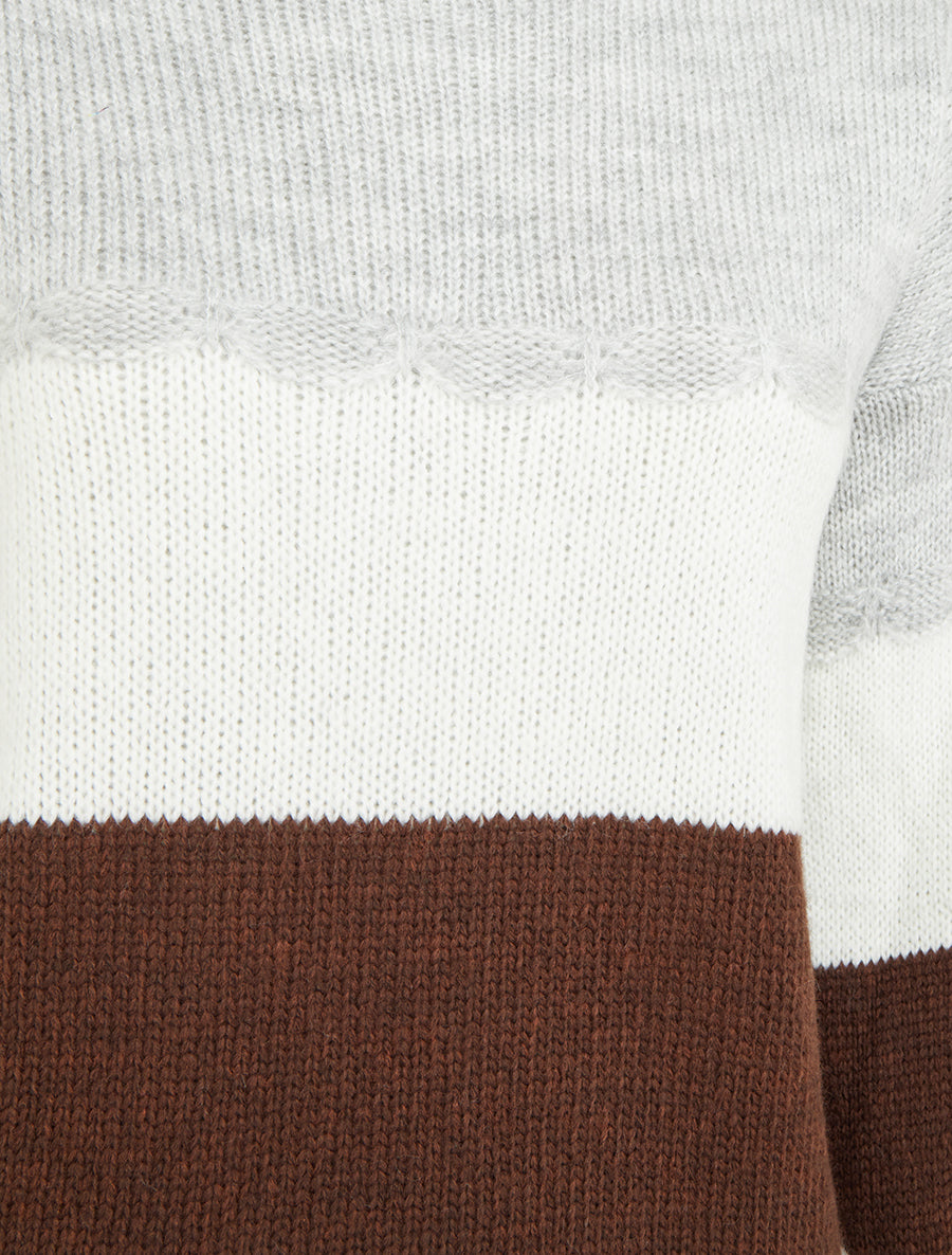 Pull rayé à col rond - Gris - 3