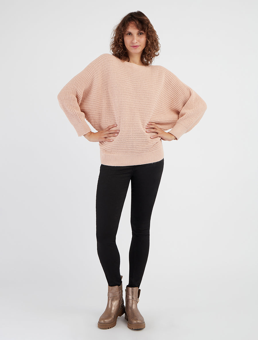 Maglione semplice con maniche a pipistrello - Rosa