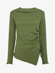 Pull asymétrique et cordons de serrage - Kaki - 1