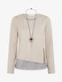 Pull bicolore zippé sur le côté - Taupe/gris - 1