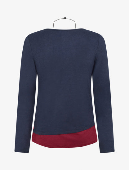 Pull bicolore zippé sur le côté - Marine/bordeaux - 2