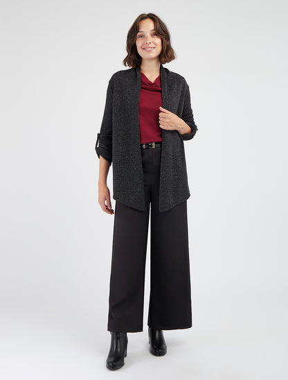Gilet semplice iridescente a maniche lunghe arrotolabili - Nero