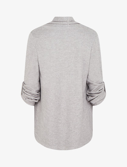 Gilet uni irisé à manches longues retroussables - Gris - 2