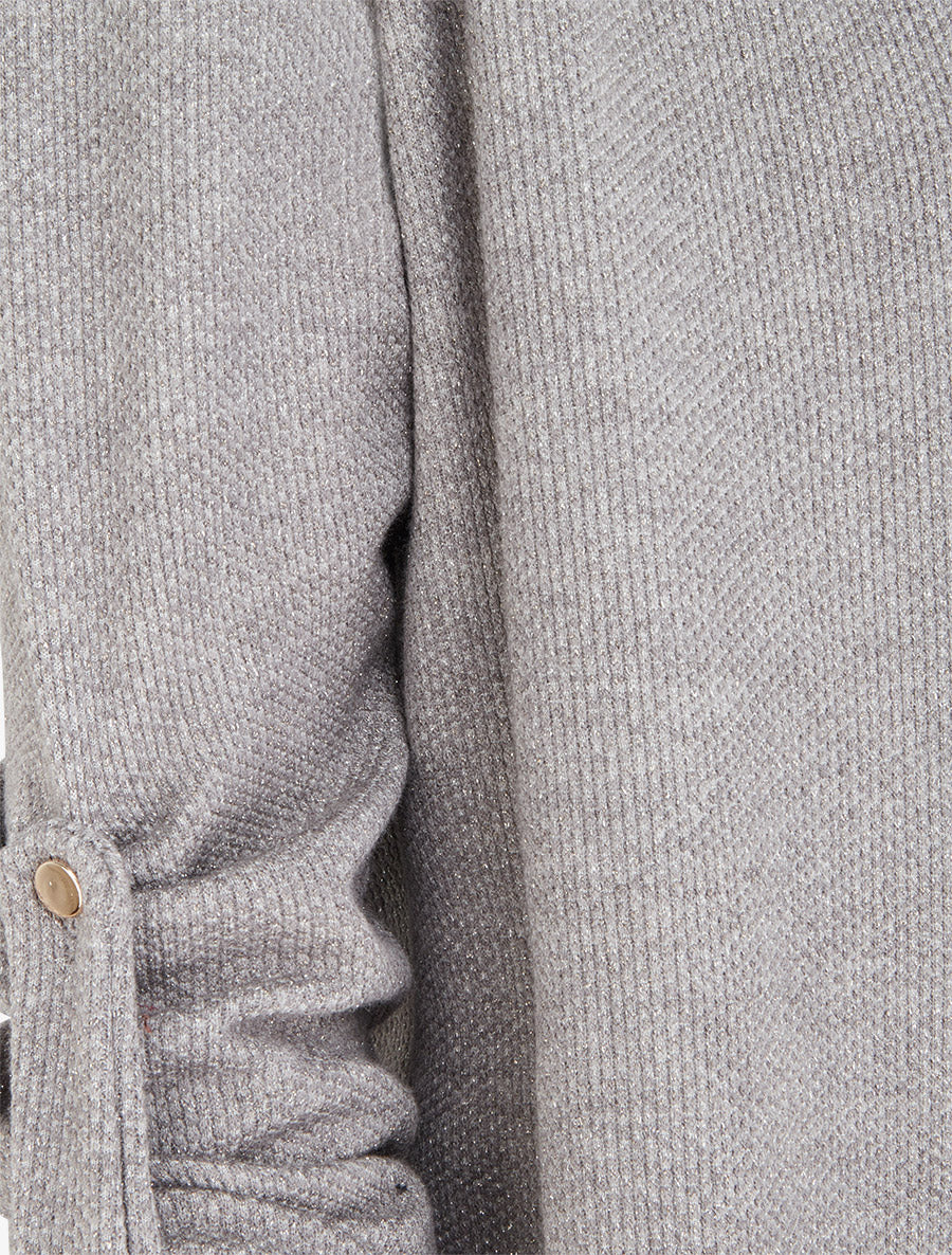 Gilet uni irisé à manches longues retroussables - Gris - 3