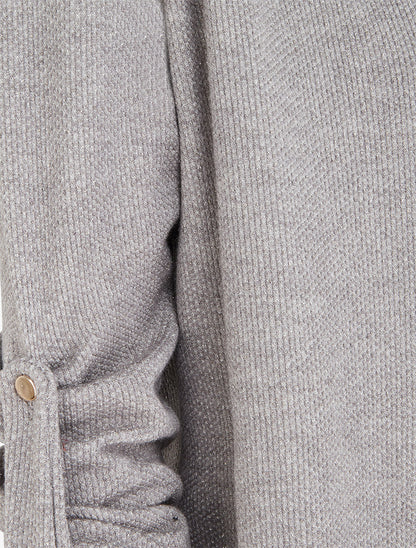 Gilet uni irisé à manches longues retroussables - Gris - 3