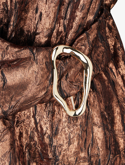 Blouse irisée élastiquée à col cache-coeur - Bronze - 3