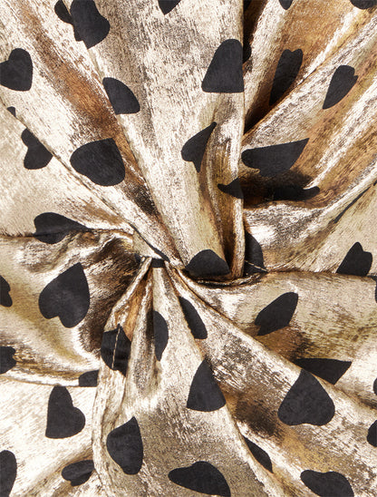 Blouse irisée élastiquée à motifs coeurs - Or - 3