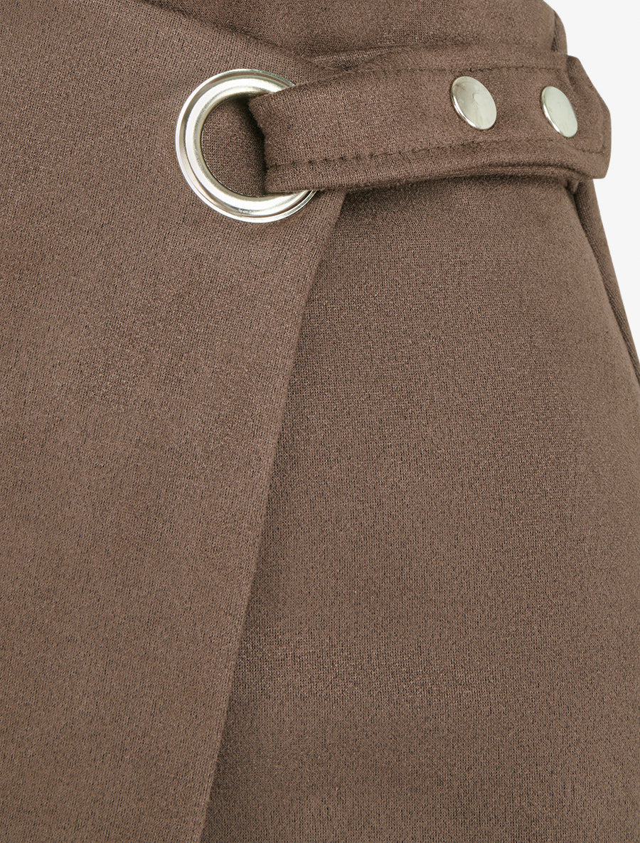 Gonna stile portafoglio con occhiello - Marrone