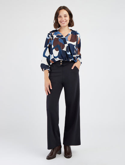 Pantaloni a vita con patta abbottonata - Blu notte