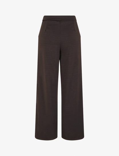 Pantalon fluide taille ornée de boutons - Marron foncé - 2