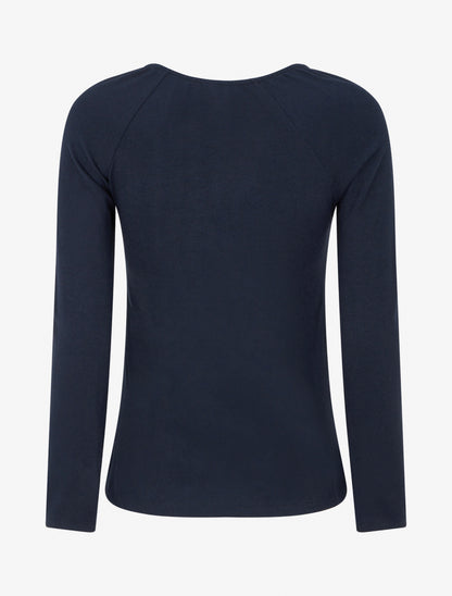 Pull fin uni à empiècement bijou - Marine - 2