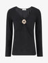 Pull fin uni à empiècement bijou - Noir - 1