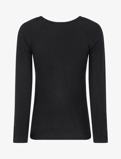 Pull fin uni à empiècement bijou - Noir - 2