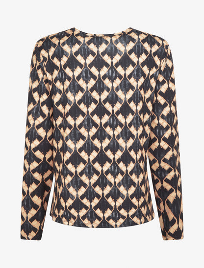 Blouse imprimé fantaisie à col zippée - Noir - 2