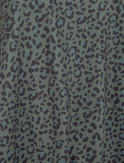 Top imprimé léopard à col rond irisé - Kaki - 3