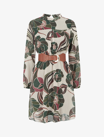 Robe irisée à imprimé floral - Kaki - 1