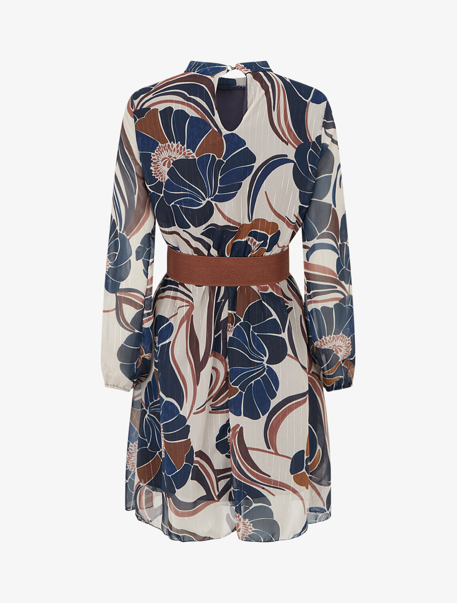 Robe irisée à imprimé floral - Marine - 2