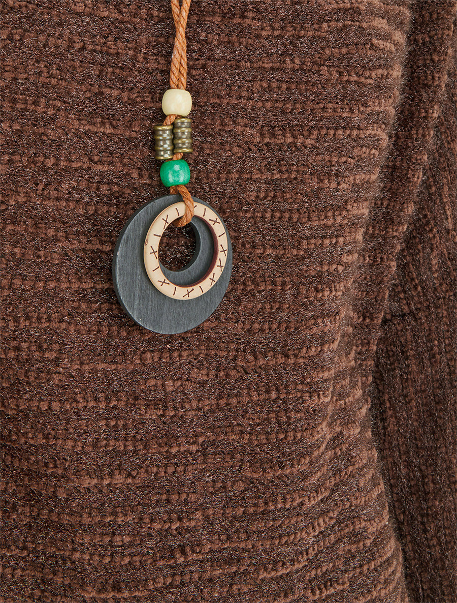 Pull duveteux à manches longues - Marron - 3