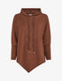 Pull fin asymétrique à capuche - Marron - 1