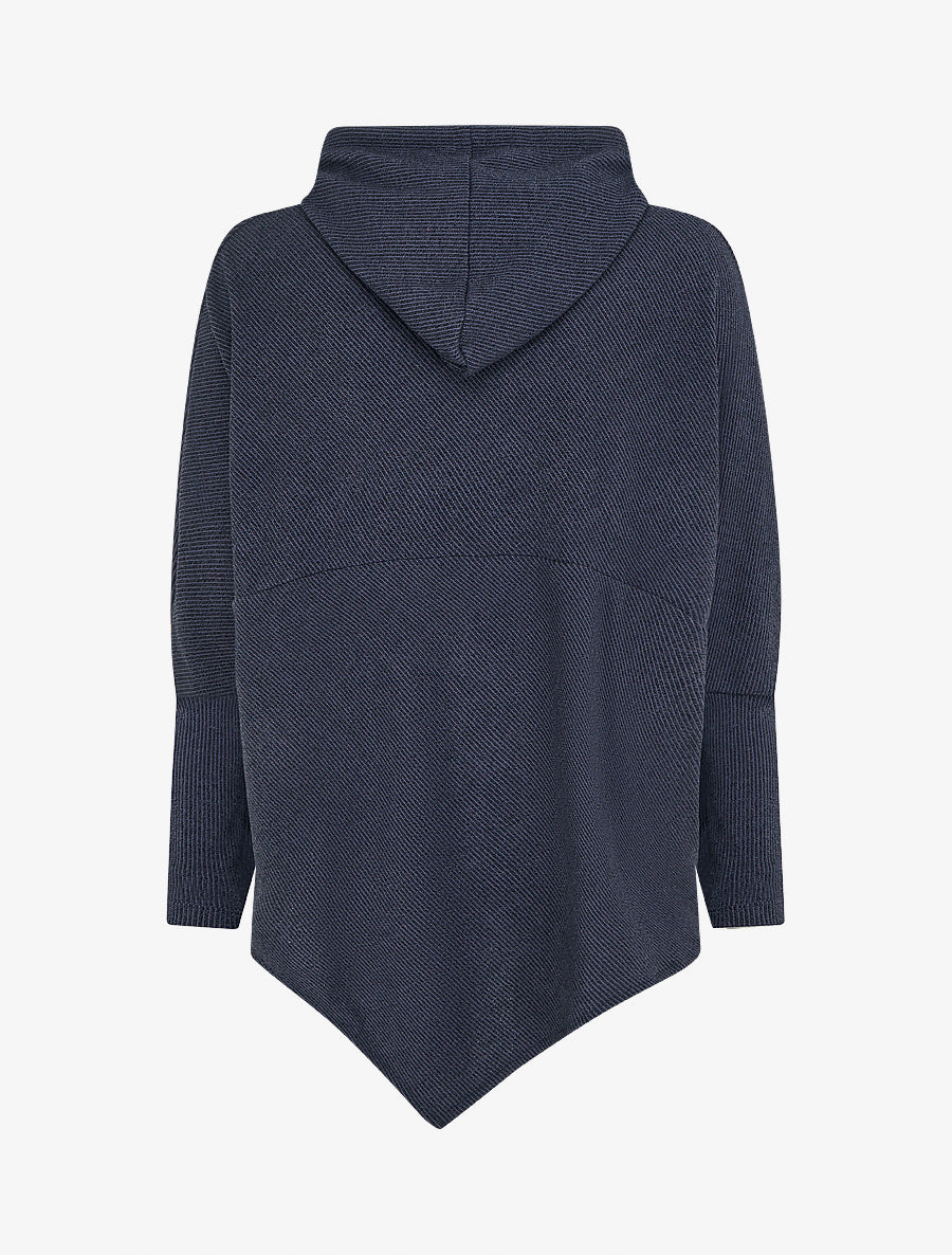 Pull fin asymétrique à capuche - Marine - 2