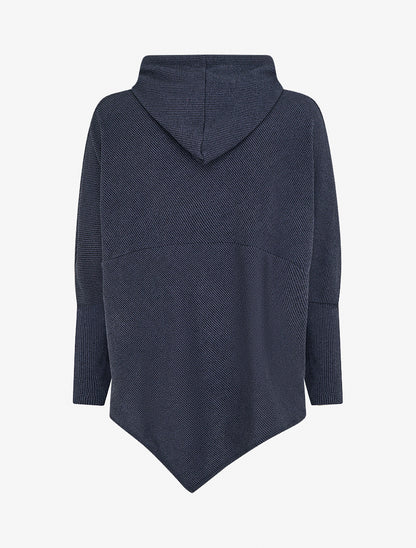Pull fin asymétrique à capuche - Marine - 2