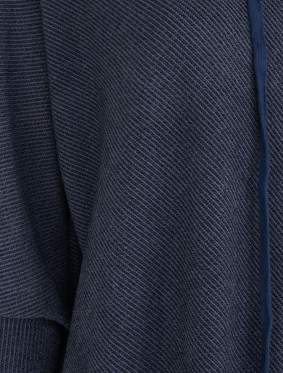 Pull fin asymétrique à capuche - Marine - 3